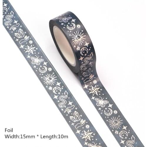 NEW 10pcs/lot 15MM*10m Silver Foil Divination Washi Tape Scrapbooking Masking Tape Office Adhesive Kawaii Stationery