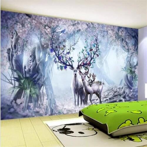 Beibehang Wallpaper custom living room bedroom wallpaper fashion personality Nordic nostalgic elk TV sofa wall decoration mural