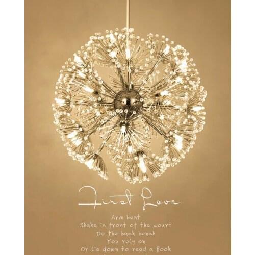 Nordic Style Dandelion Modern LED Crystal Pendant Lamp Chandelier Fixture For Drawing Room Dining Room Bedroom Lustre De Cristal