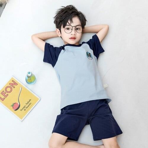 Boys Pajamas Soft Cotton Leisure Pijamas Children Short Sleeve Sleepwear For Kids Pijama Set Leisure Clothing Sets 2 Piece
