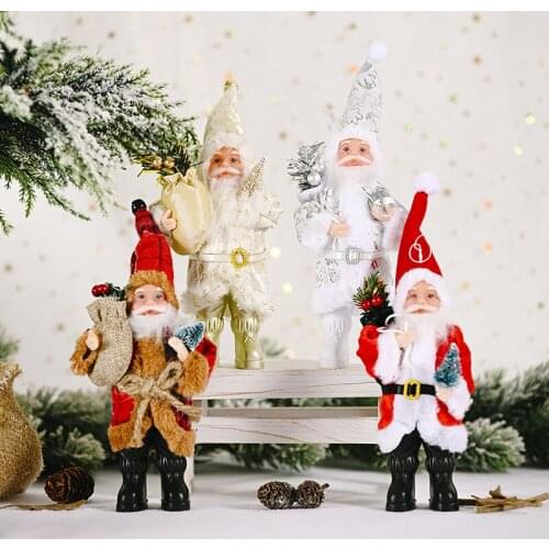 Christmas Decoration Small Santa Doll Christmas Tree Decor Hanging Plush Pendant Festival Party Ornament For Indoor Bar Shop