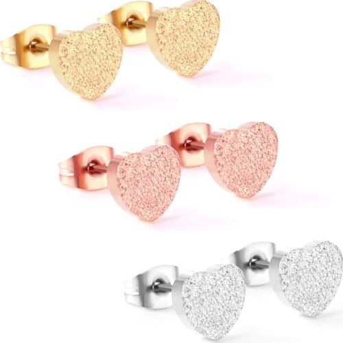 LUXUKISSKIDS 3Pairs/lot Stainless Steel Stud Earrings 2020 8mm Heart Earings For Womens Fashion Jewelry arete Brinco piercing