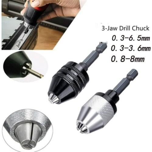 Hexagonal 1/4" Keyless Drill Bit Shank Hex Adapter Impact Driver Adapter quick change Mini Drill Chucks 0.5-8 mm multi tool