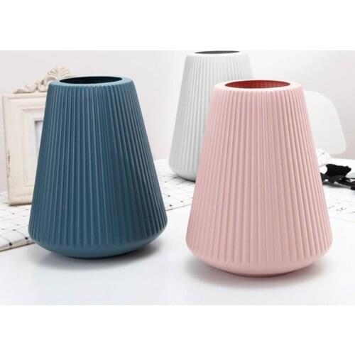 Nordic Plastic Vase Modern Simple Imitation Ceramic Flower Pot Decorative For Living Room Home Decor Wedding Dried Flowers 2021