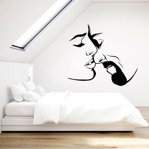Vinyl Wall Decal Adult Couple in Love Kisses Romance Wall Stickers Loving couple Bedroom Decoration Design Mural Removable C495