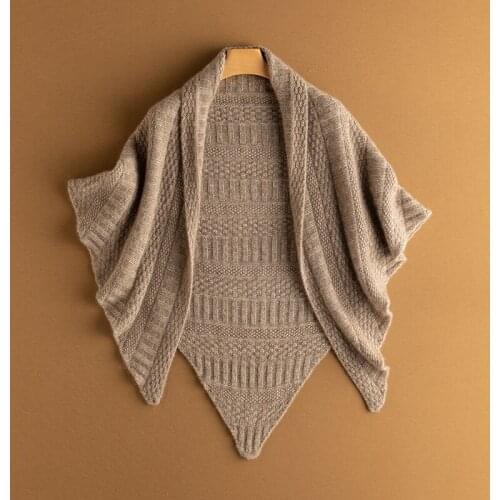 High Quality Shawl 2021 Winter Women Western Region Style Triangle Shawl 100% Goat Cashmere Knitted Tops