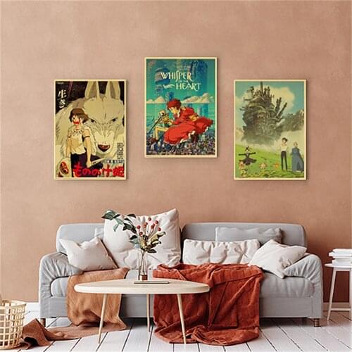 Japanese Classic Anime Spirited Away Poster Retro Canvas Print Home Decoration Wall Painting Cafe Bar Art Decoration Mural
