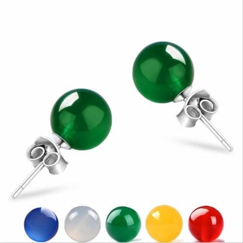 Fashion 1 pairs Womens Earrings 925 Sterling Silver Jewelry Pearl Green Jasper Black Onyx Korean Fashion Wedding Gift Wome