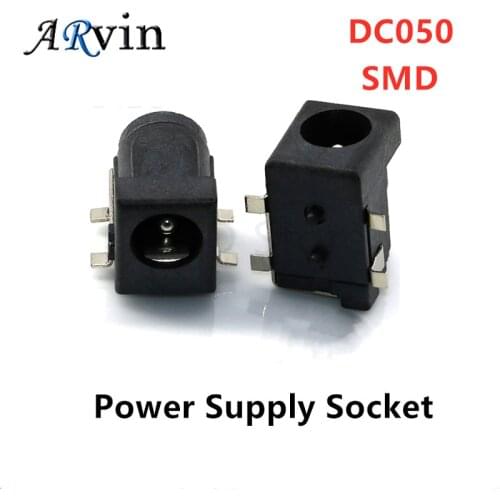 10Pcs/Lot DC-050 SMD DC-005 DC005 5.5*2.1mm DC Power Jack Connector 5.5 x 2.1 mm socket DC050 Round Needle