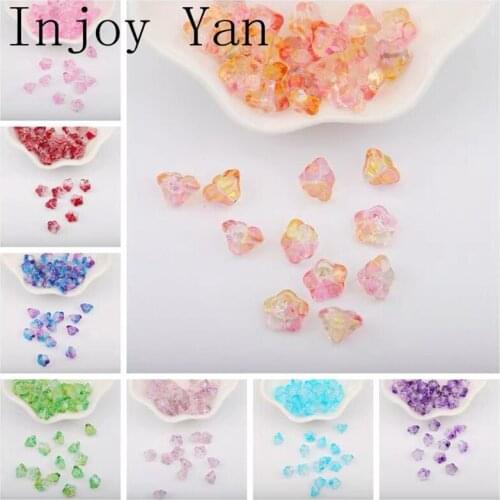 20pcs Cute Little Flowers Beads Color Glass Beads for Jewelry Making Handmade DIY Accessories Glaze Beads 6*8mm