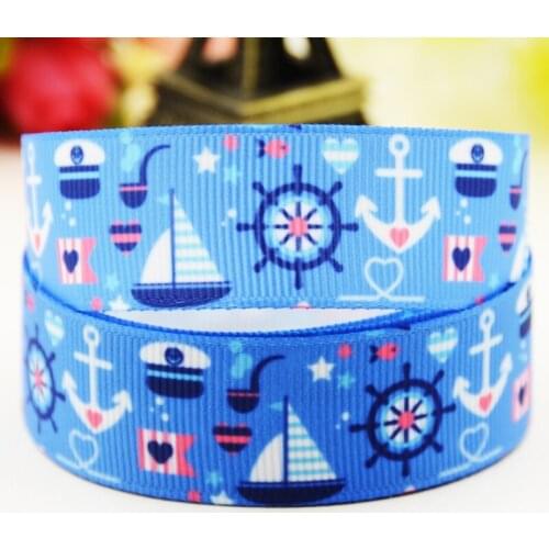 22mm 25mm 38mm 75mm Anchor Cartoon printed Grosgrain Ribbon party decoration 10 Yards X-02976