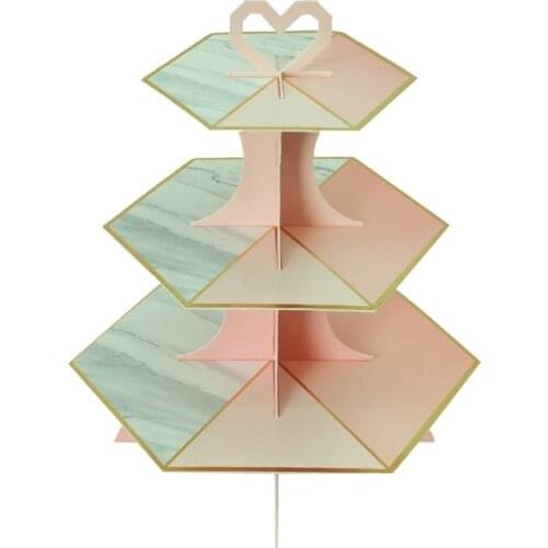 3 Tier Cake Stand Hexagon Cupcake Display Holder Party Tableware New Bakeware Plastic Tray Decorative Display Rack Cake Tools