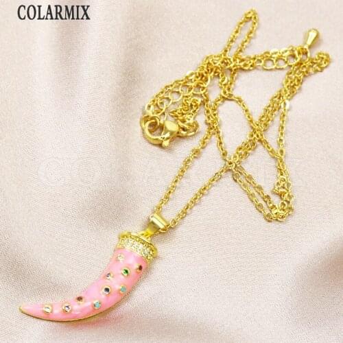 6 Pcs Enamel Horn style Pendant Necklace Jewelry Pendant Necklace Jewelry Accessories Jewelry Necklace Gift 51819