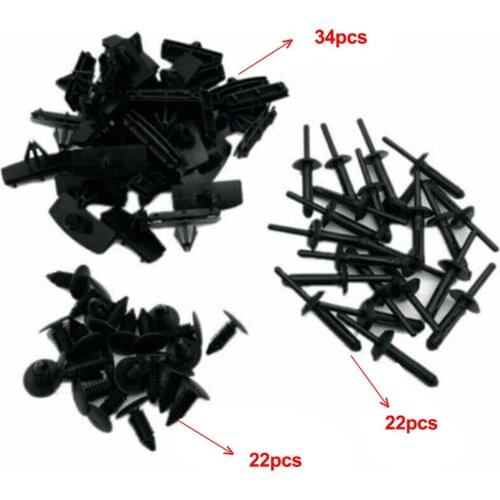 78Pcs Auto Fastener Clips Fender Flare Hardware and Tools Clip Assembly Kit for Jeep Wrangler JK 2007-2017 Hybrid
