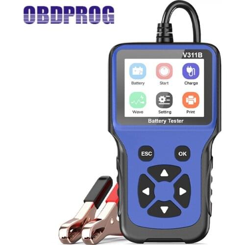 OBDPROG V311B Battery Tester Automotive Scanner 12V Start Up Tester Multi-Language For GEL EFB Batteries Voltage Analyzer