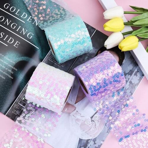 10Yards/roll 6CM Sequins Tulle Roll Organza Baby Shower Party Supplies DIY Hair Bows Handmade Materials Y2021010808