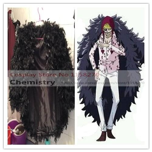 Free Shipping One Piece Donquixote Rosinante Corazon Cosplay Costume Feather Coat