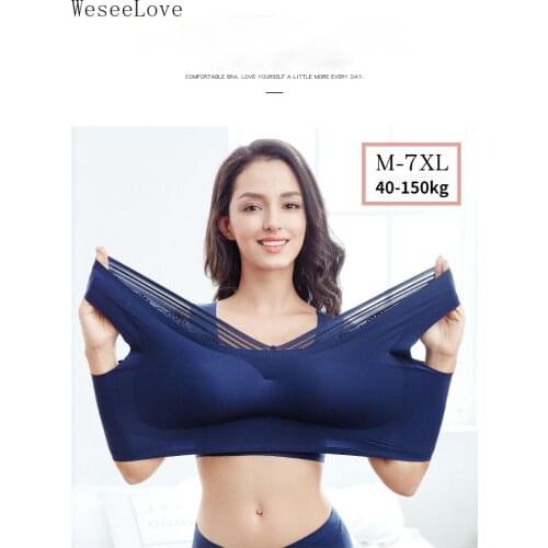 WeseeLove M-7XL Underwear Women Sexy Stretchy Bra Large Big Size Intimate Hot Lingerie Soft Comfortable Sleep Active Brassiere