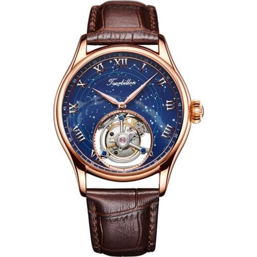 Fashion Starry Sky Tourbillon Movement Watch Men Hand Winding Mechanical Sapphire Business Men Watches Luxury Watch Male 2020