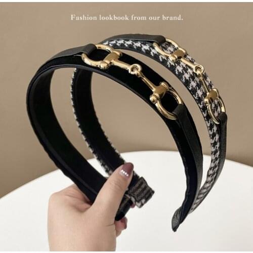 Black headband simple chidori pattern metal buckle thin headbands hair accessories female pressure hairbands