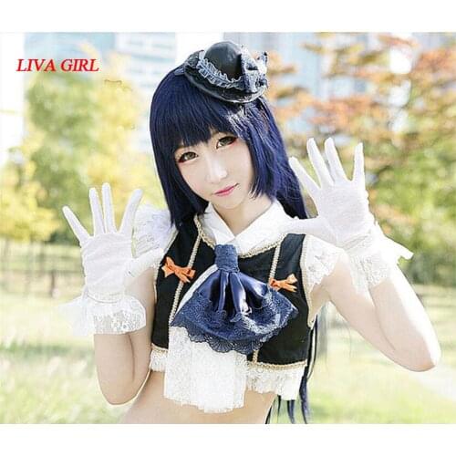 LIVA GIRL Love Live! Cosplay wig costume play Umi Sonoda cosplay hair Long 100 cm M type style Dark blue Halloween wig