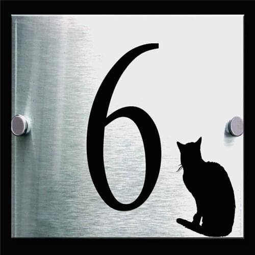 DIY House Number The Cats Whiskers House Number Sign | 2 Part Acrylic & Brushed Aluminium Premium Plaque