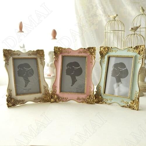 European Resin Photo Frames Retro Relief Decorative Image Organizer Gold Plating Process Bedroom Desktop Fram for Pictures