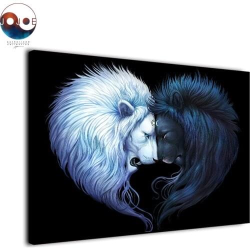 HD printed 1 panel canvas painting lion love Brotherhood Black by JoJoes Art wall pictures for living room posters and prints