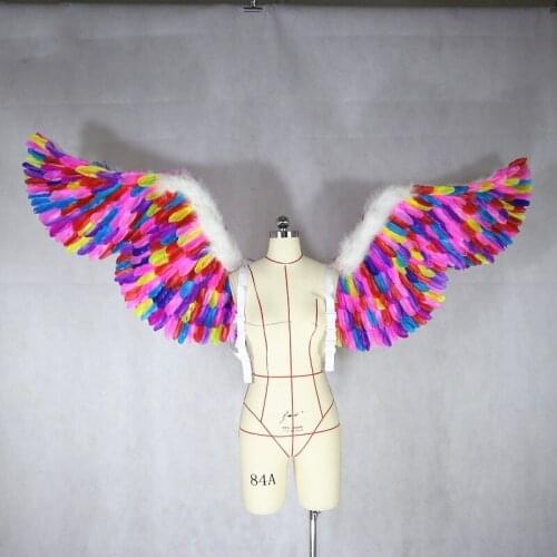 Creative Colorful Feather Angel Wings for Fashion Model Walk Show Wedding Shooting Props Club Performance Wings Cosplay Props