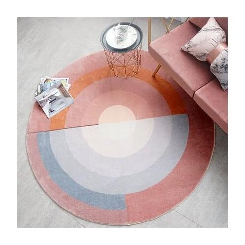 Round Geometric Carpet Bedroom Living Room Nordic Style Thick Computer Chair Non-Slip Mat