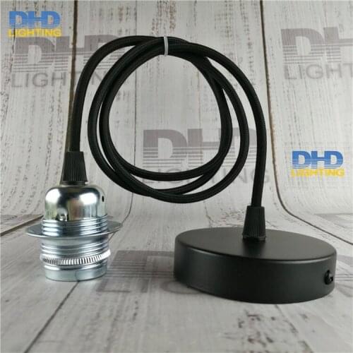 Free shipping E27 Edison lamp fixture light blue color finished Alloy ceramic socket Aluminum lamp holder with cable and canopy