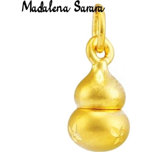 MADALENA SARARA Golden Gourd Pendant Mini 24k Pure Gold Necklace 9999 Gold Small Clavicle Water Wave Necklace
