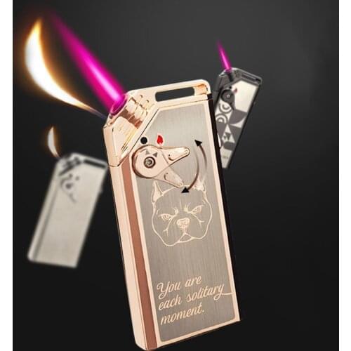 Metal Unusual Windproof Open Flame Lighter Turbo Jet Red Flame Double Fire Switch Pipe Lighters Creative Cigar Lighter Mens Gift