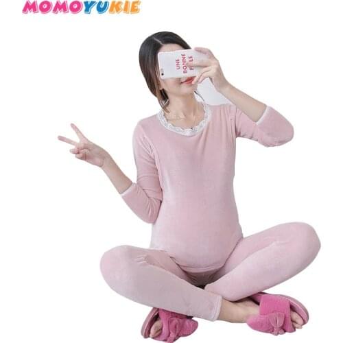 Sweet thick Cotton Maternity Nursing Sleepwear Summer Feeding Pajamas Sets for Pregnant Women Pregnancy Nightwear Clothing Suits