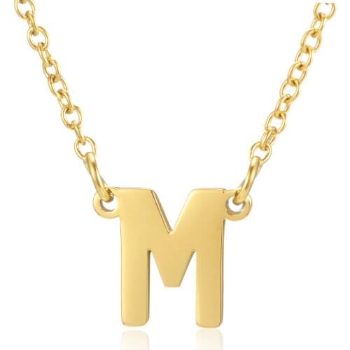 WAWFROK Fashion Women Necklace Stainless Steel Necklace for Women 14K Gold Letter Alphabet Pendant Charm Necklace