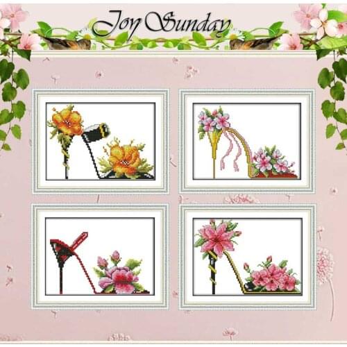 Fashion high heel counted Cross Stitch 11CT 14CT Cross Stitch Set Wholesale DIY flower Cross-stitch Kit Embroidery Needlework