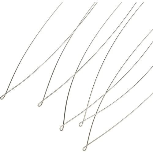 5Pcs Wood Handle Hair Extensions Loop Threader Pulling Tool Kit Gold