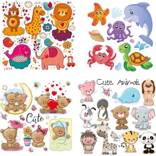 Cartoon Animal Patches Set Childrens Clothing Patches A Level Washable Heat Press Applique