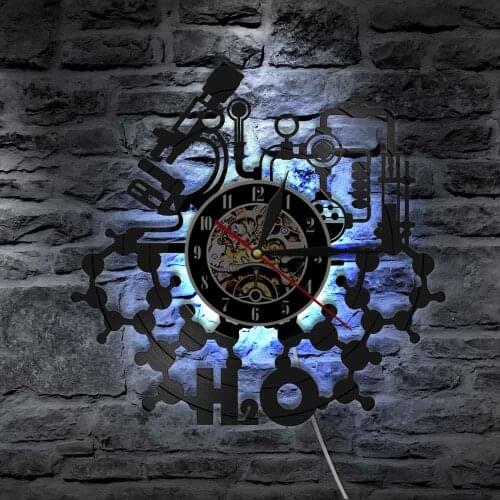 Chemistry Experiments Wall Clock Science Laboratory Decoration Periodical Elements Table Wall Art Retro Vinyl Record Wall Clock