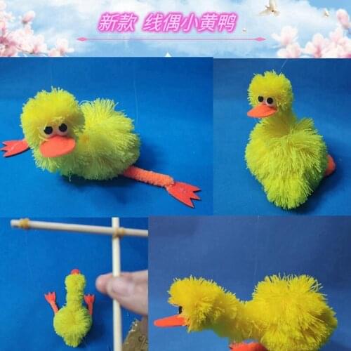 New Funny Toy Pull String Puppet Small yellow duck Wooden Marionette Puppet Toy Joint Activity Doll