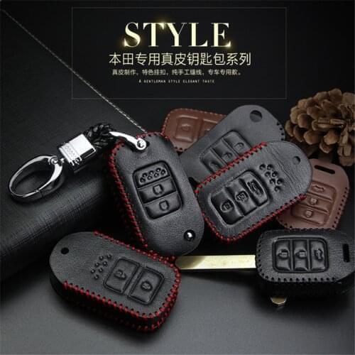 New Arrival Leather For Honda Car Key Cover Case Auto Key Bag Shell Skin Car Accessories For Honda Civic Accord City Car Styling