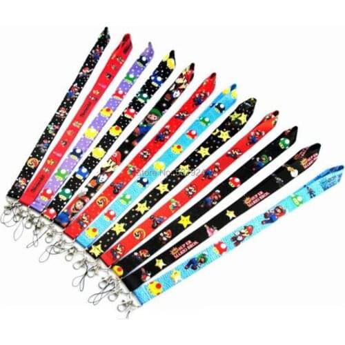 New 20Pcs Star Mushroom Princess Key ID Card Cell Phone Neck Strap Lanyard W