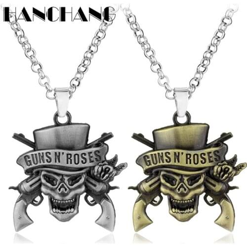 Classic Music Band Guns N 'Roses Necklace Skull Death Logo Pendant Necklace Retro accessories Jewelry for women female men