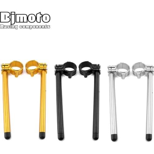 BJMOTO 7/8" Motorcycle Adjustable Clip-on Fork Split Handle Bar CNC 50mm 55mm Clip On Handlebar For BMW S1000RR/S1000R/HP4 09-16