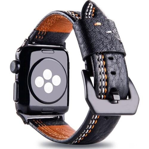 Genuine Leather Band Suture Bracelet for Apple Watch 4 40mm 44mm Series 5 4 3 2 Watchband iwatch Replacement Strap 38mm 42mm