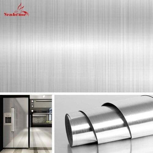 Silver Glossy Refrigerator Wallpaper Self-adhesive Waterproof Sticker Kitchen Cabinet Dishwashers Refurbish Wall Stickers Film