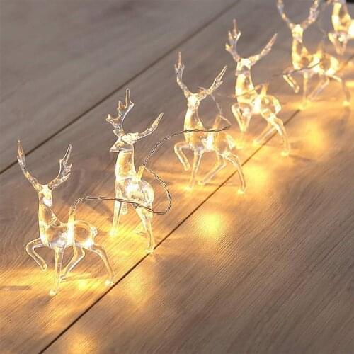 10LED Deer LED String Light USB Battery Power Christmas LED Lamp String Deer Reindeer Holiday Festivals Xmas Party Decoration