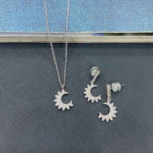 UMGODLY Fashion Earrings Silver Color Crescent Moon Earrings Micro AAA Zirconia Women Party France Fine Brand Jewelry