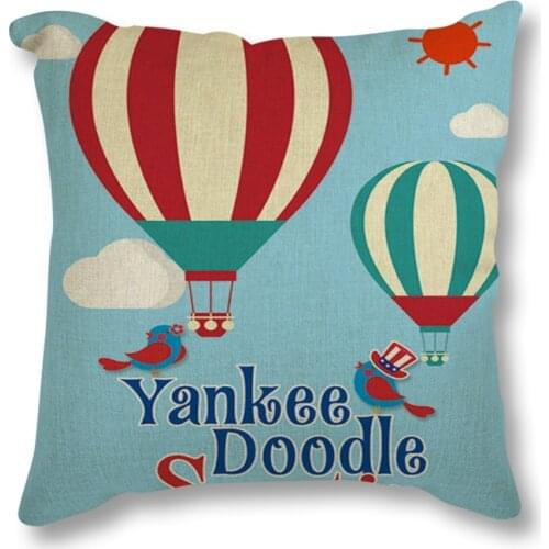 Hot Air Balloon Cartoon Cushion 45*45 Pillow Decorative Throw Pillow Linen Cotton Cushion For Sofa Car Kids Room Decoration