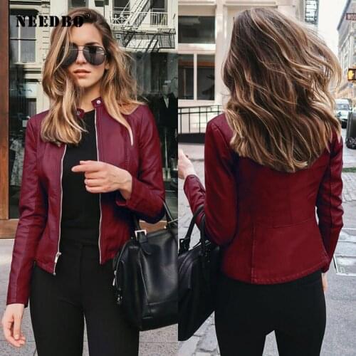 Jacket Woman Biker Casual PU Leather Outwear Coat Female Jacket Autumn Leather Jacket Women Slim Soft Moto Jacket Oversize 5XL